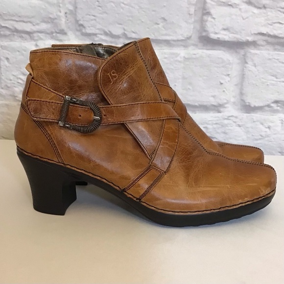 Josef Seibel 10-10.5 (41) Leather Ankle Boots Women’s Camel Color Chunky Heels - Picture 14 of 15